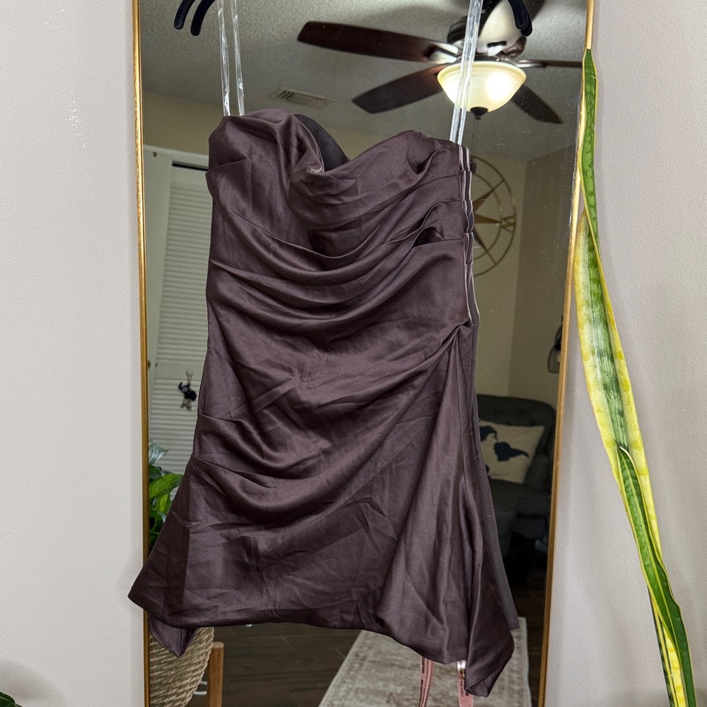 HOUSE OF CB 'Jasmine' Chocolate Draped Strapless Corset Dress NWT - Picture 9 of 10